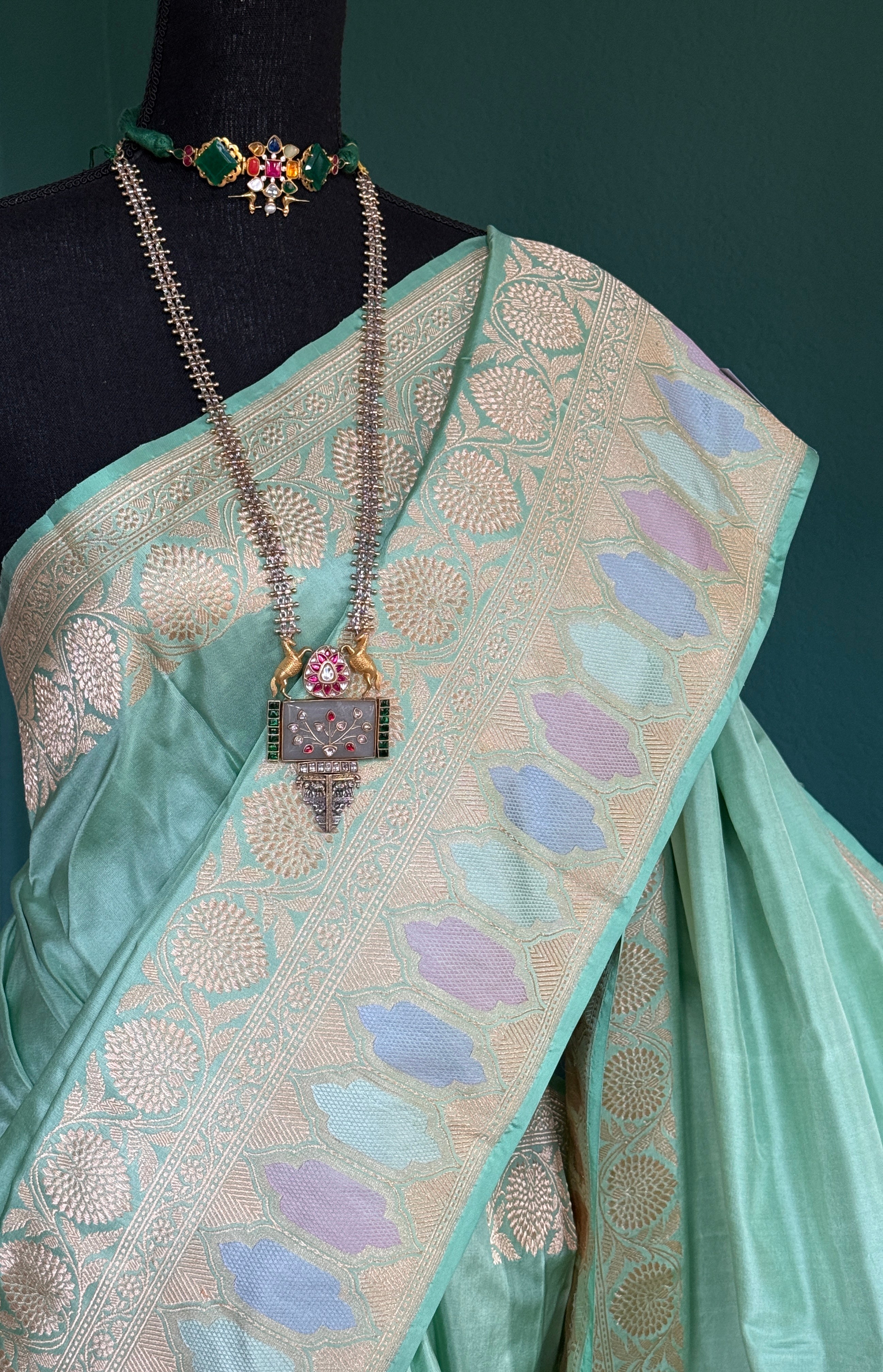 Katan Silk Kadhua Banarasi - Mint Green Zari Woven Rangkat