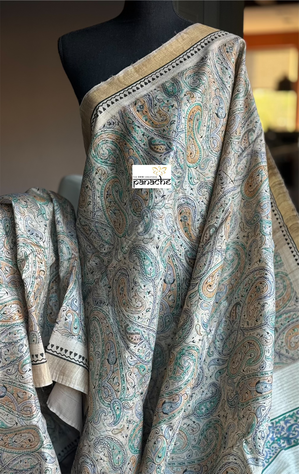 Pure Gicha Tussar Silk -  Beige Digital Printed