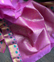 Cotton Silk Kanjivaram - Pink Green