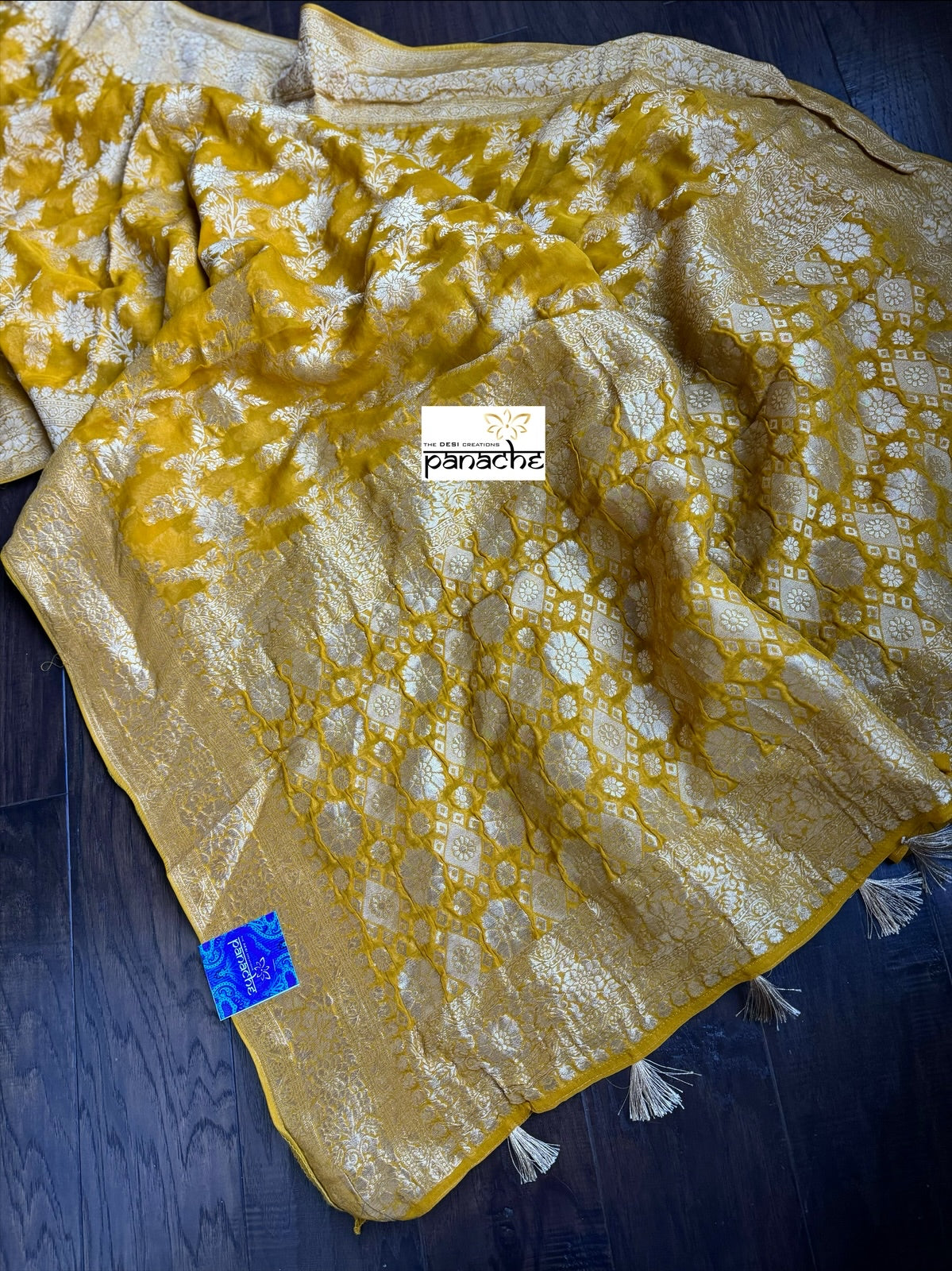 Designer Georgette Khaddi - Yellow Woven