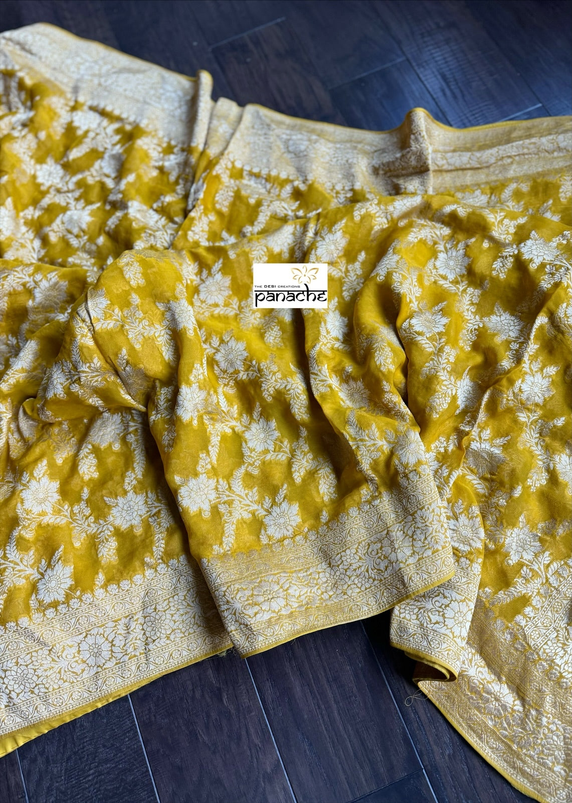 Designer Georgette Khaddi - Yellow Woven
