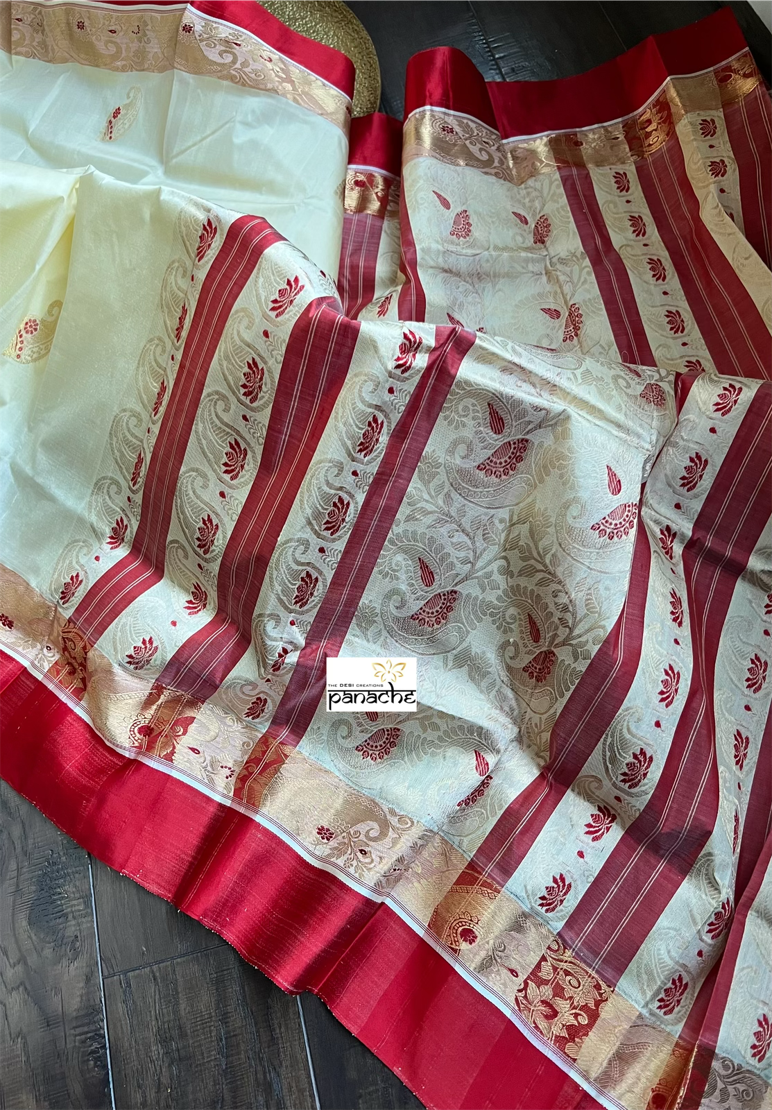 Pure Garad Silk- Light Butter Yellow Red