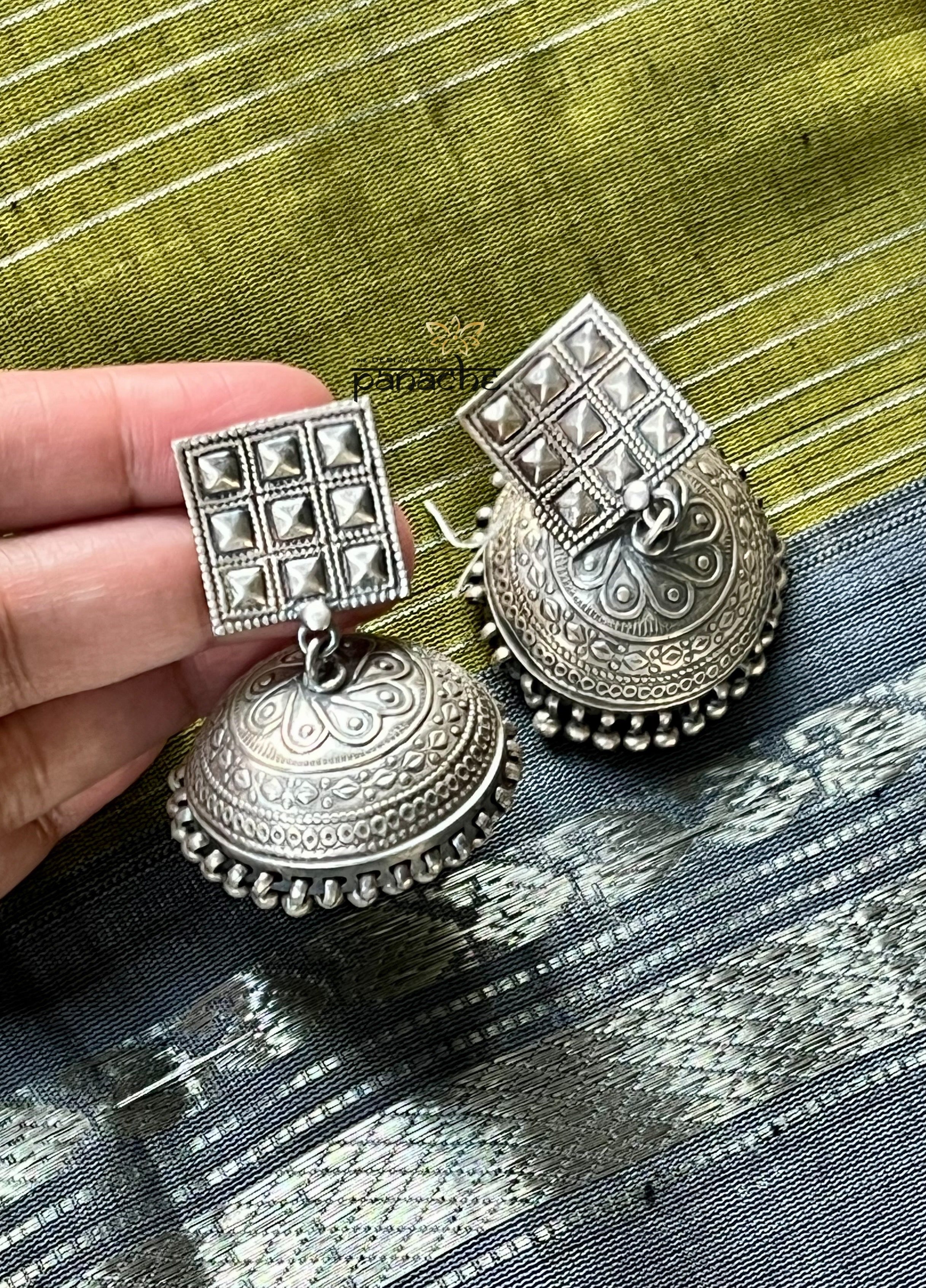 Earring 925 Silver- Jhumka Square