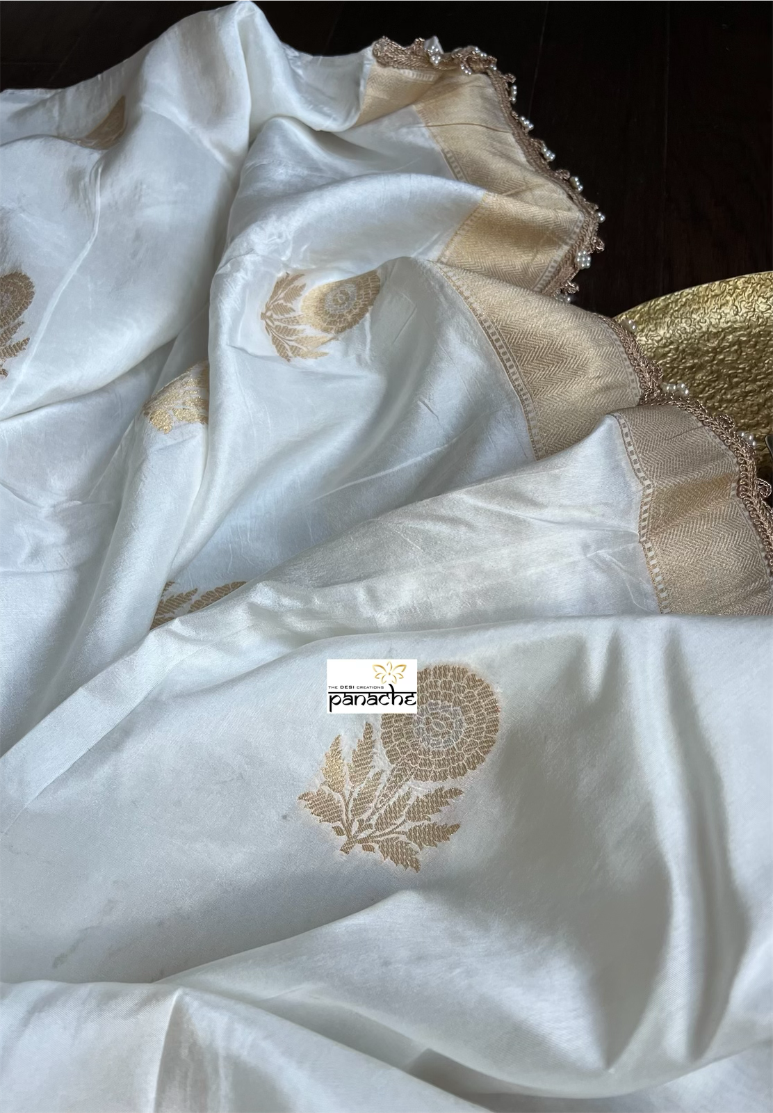 Designer Soft Silk Banarasi- Off White Woven