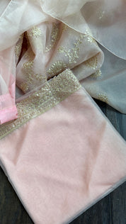 Designer Organza Sequin - Pale Peach Pink