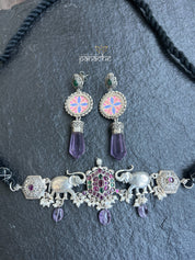 Silver 925 Choker - Temple Elephant Choker