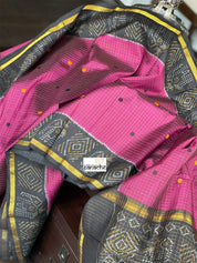 Pure Silk ikat  - Magenta Purple Black