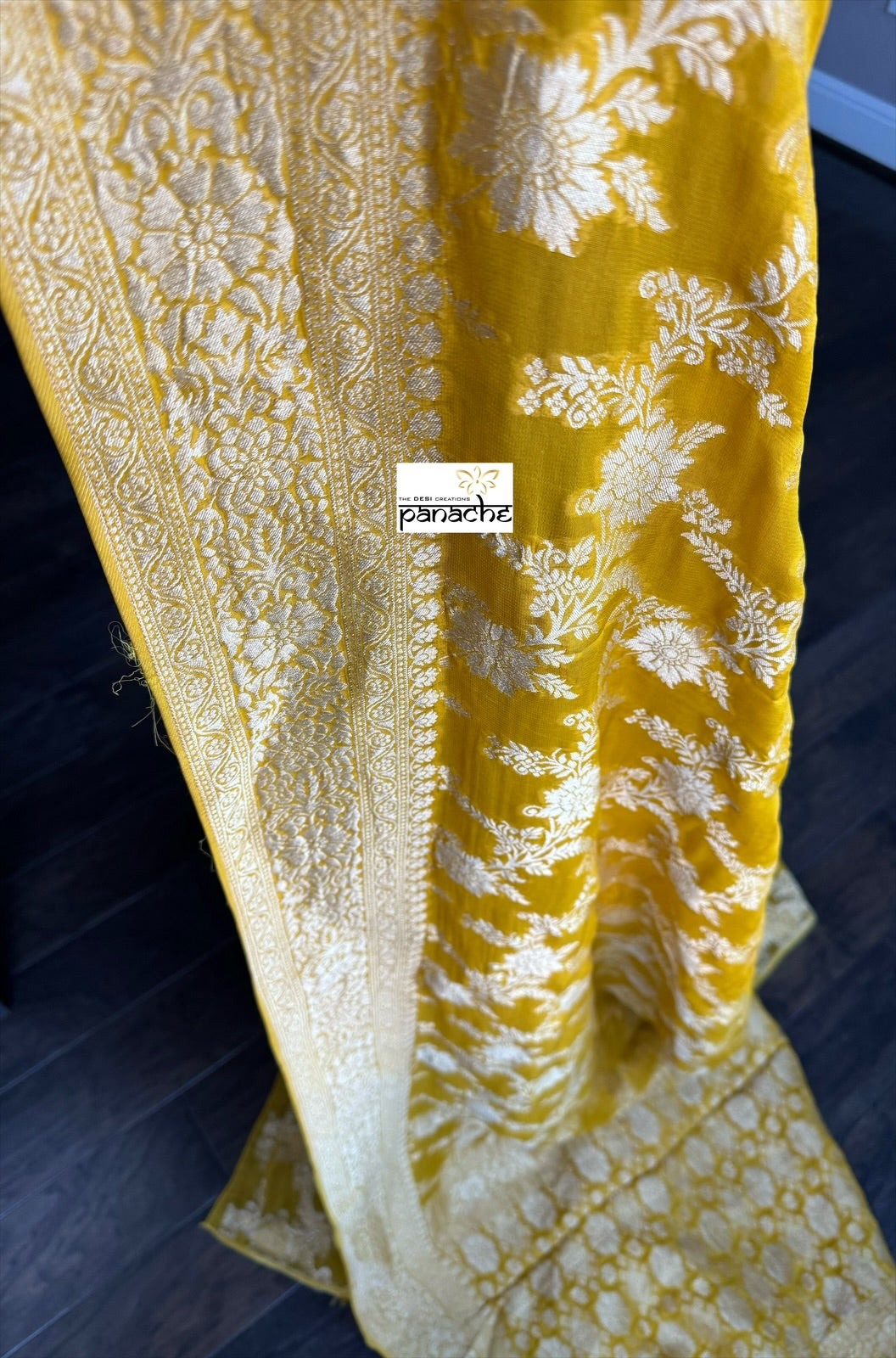Designer Georgette Khaddi - Yellow Woven