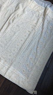Designer Pure Georgette Chikankari - Ivory