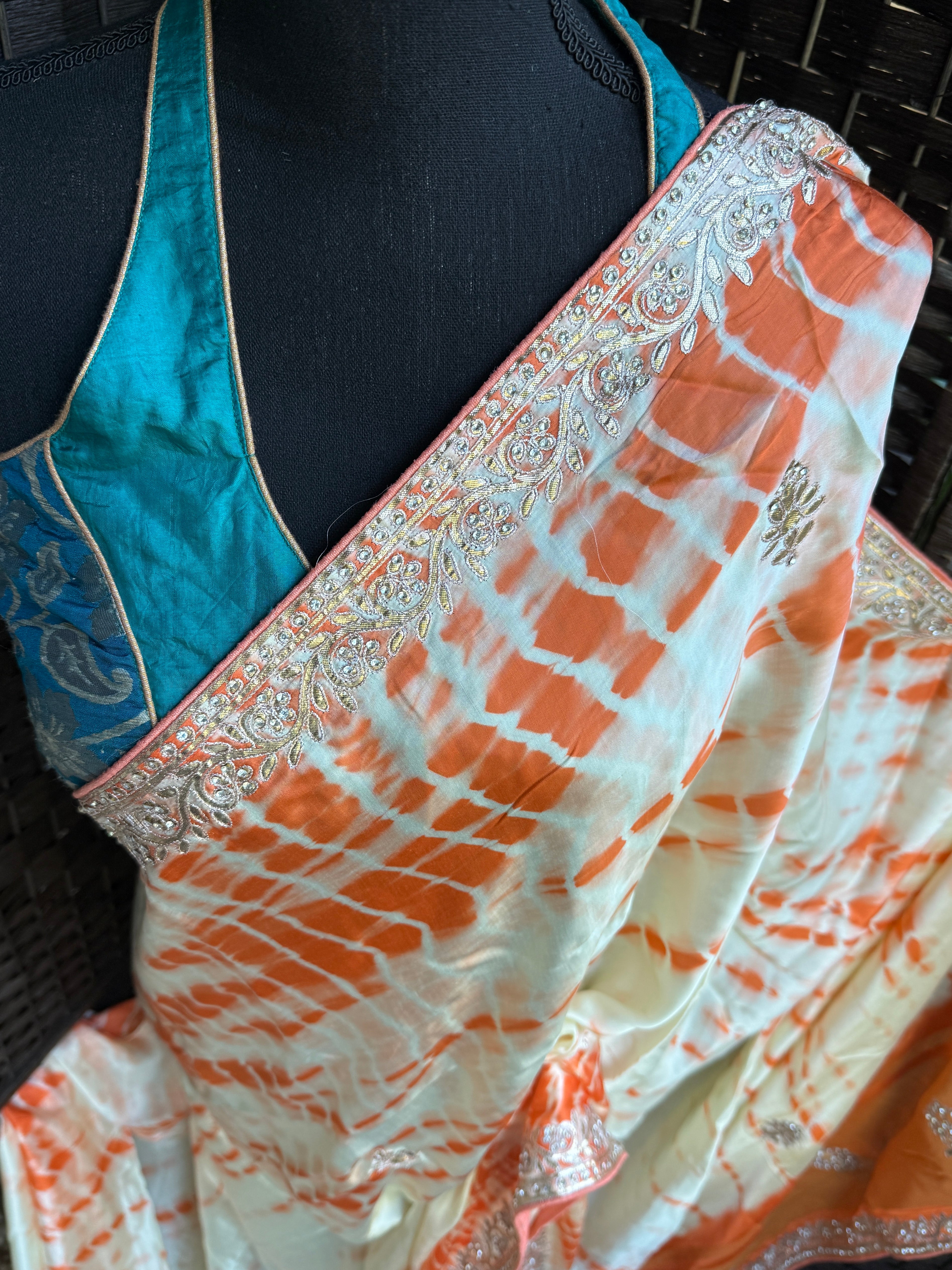 Designer Satin Silk - Tie-dye Orange