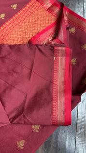 Soft Silk Banaras Saree - Maroon
