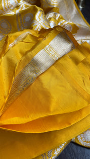 Pure Silk Katan Banarasi- Yellow Zari Woven