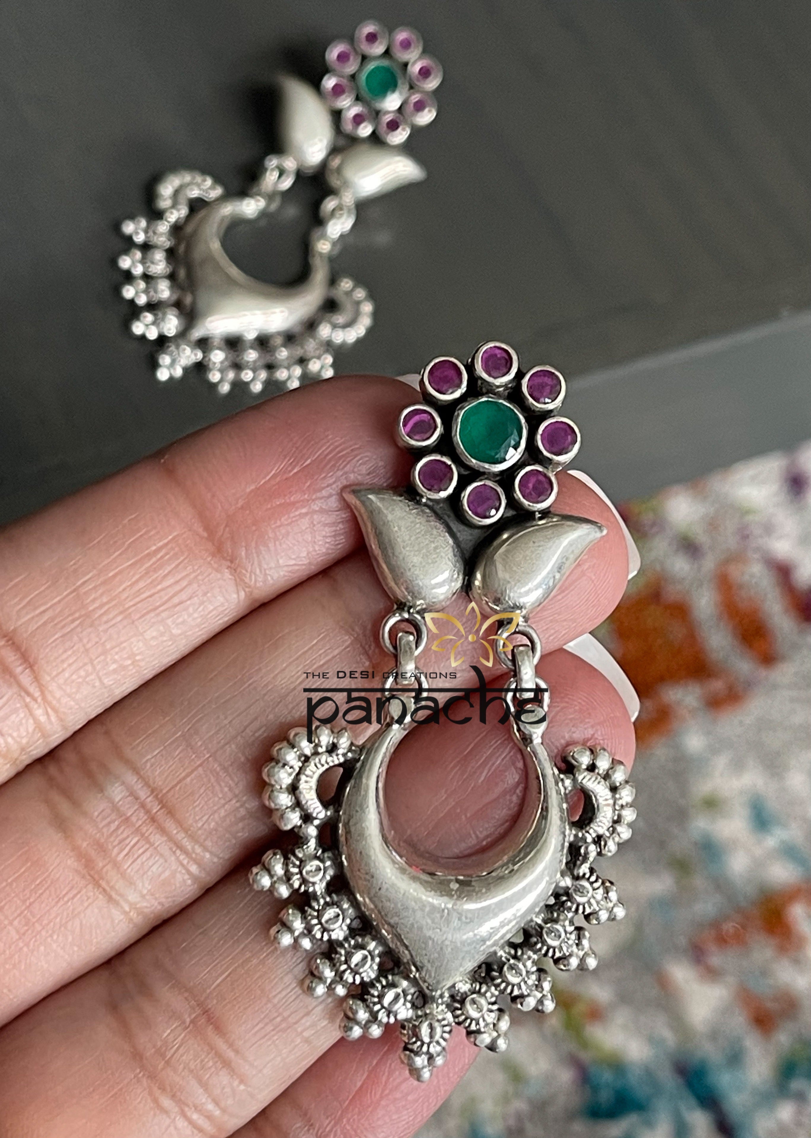 Silver 925 Necklace Earring Set - Temple Stone