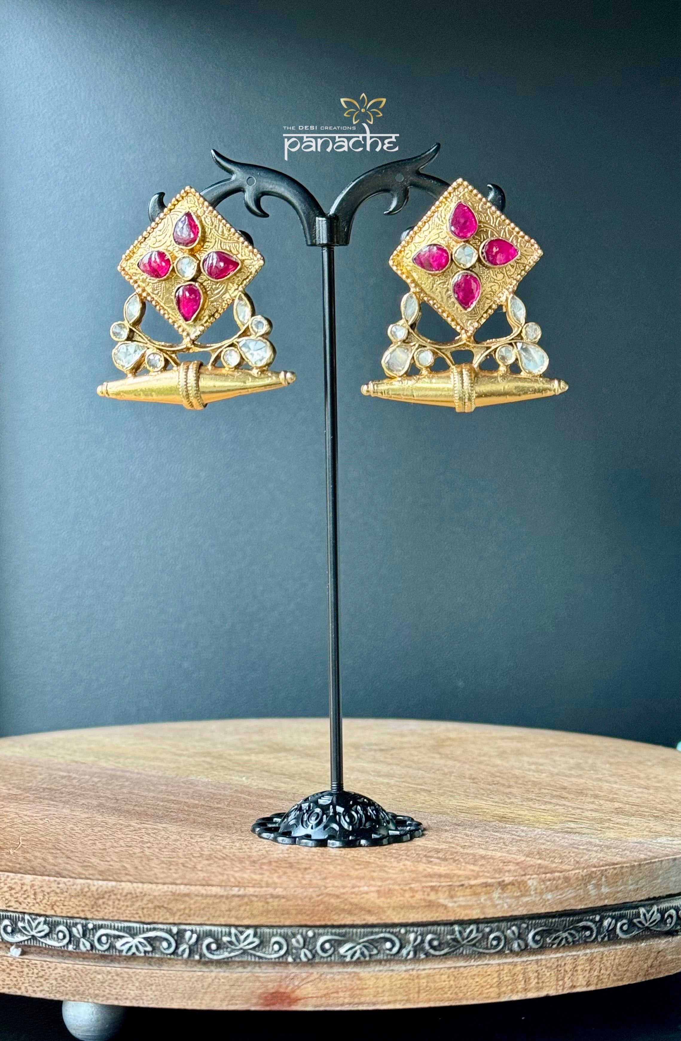 Earring 925 Silver- Kundan Stud