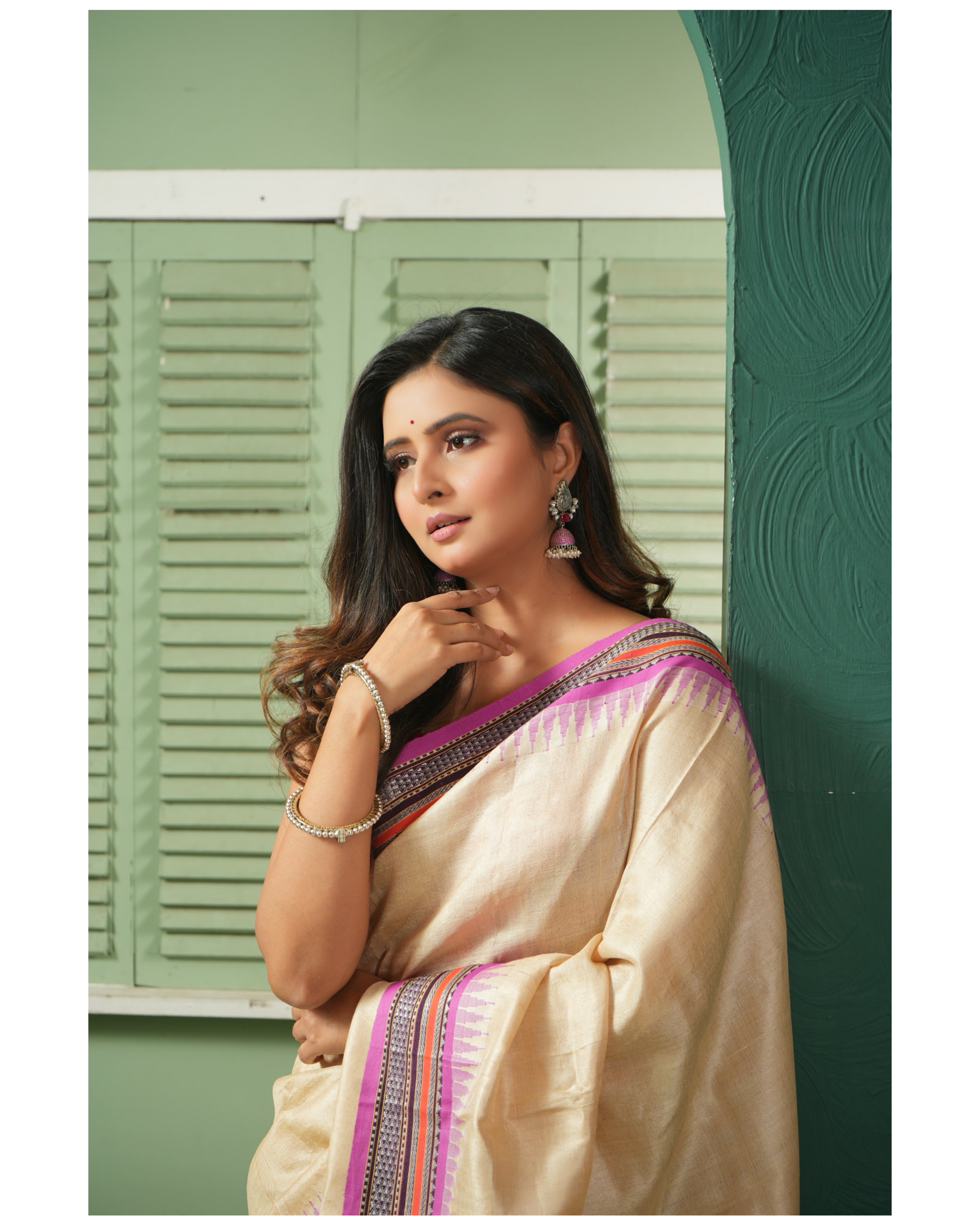Vidarbha Tussar Silk - Tussar Color Purple woven