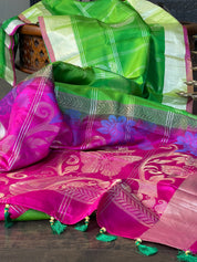 Silk Kanjivaram - Green Checkered