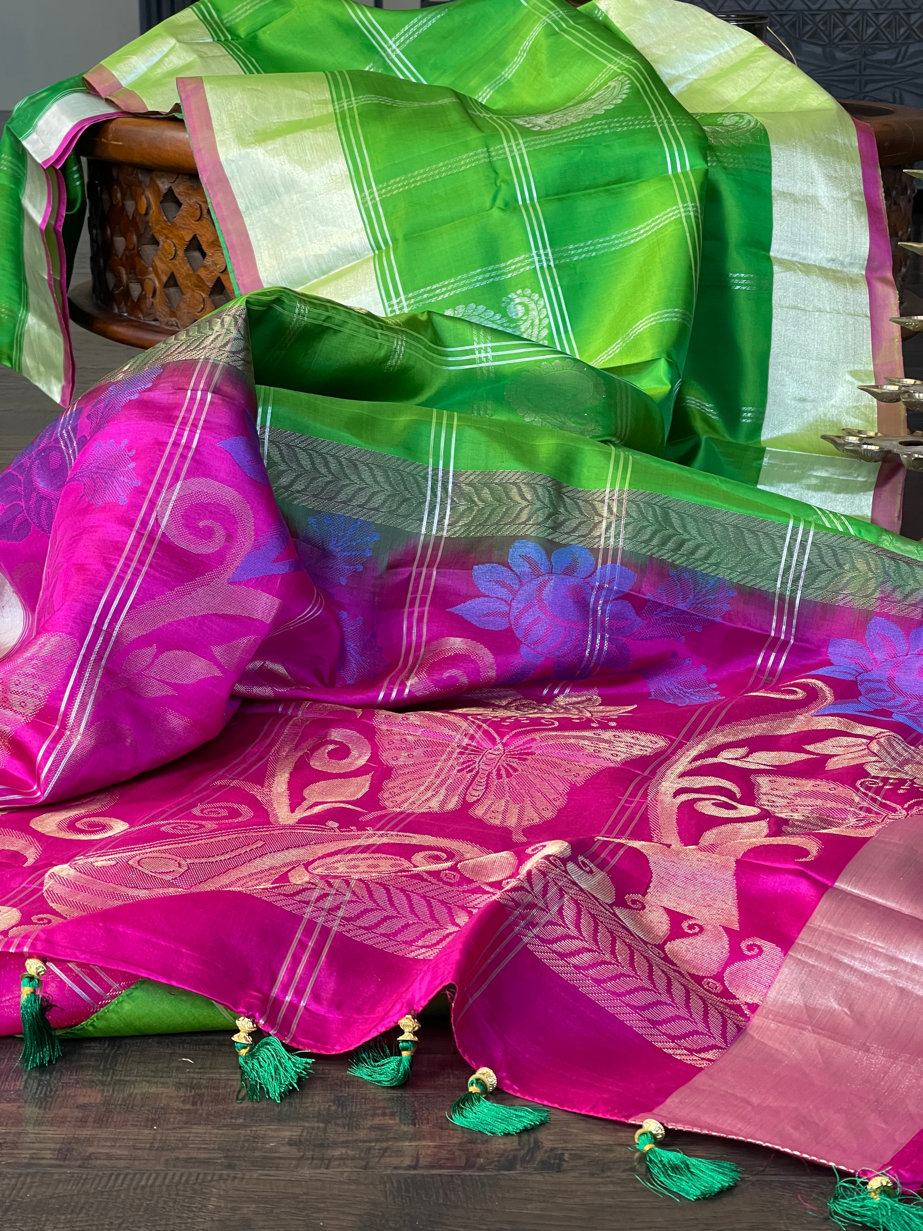 Silk Kanjivaram - Green Checkered