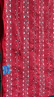 Pure Khadi Silk Stole - Red Kantha Stitch