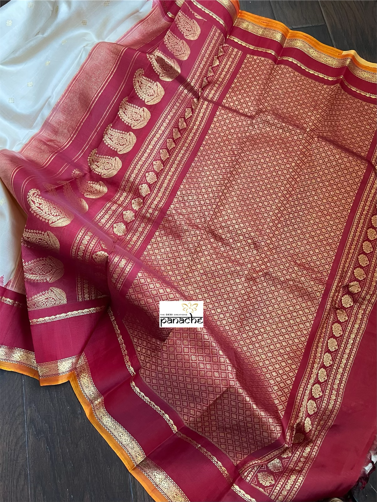Pure Silk Gadwal - Beige Red
