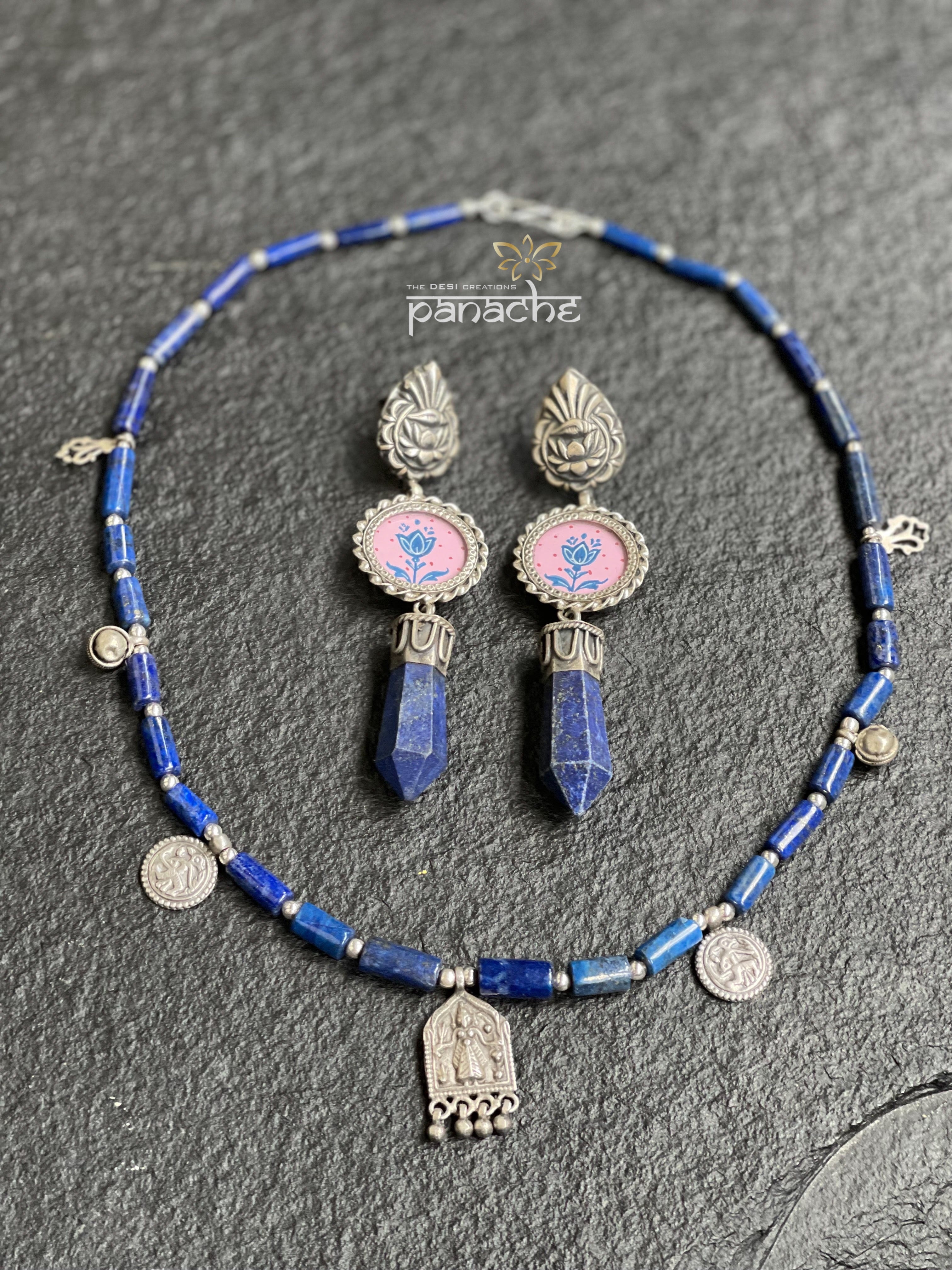 Necklace 925 Silver- Silver Polish Lapis