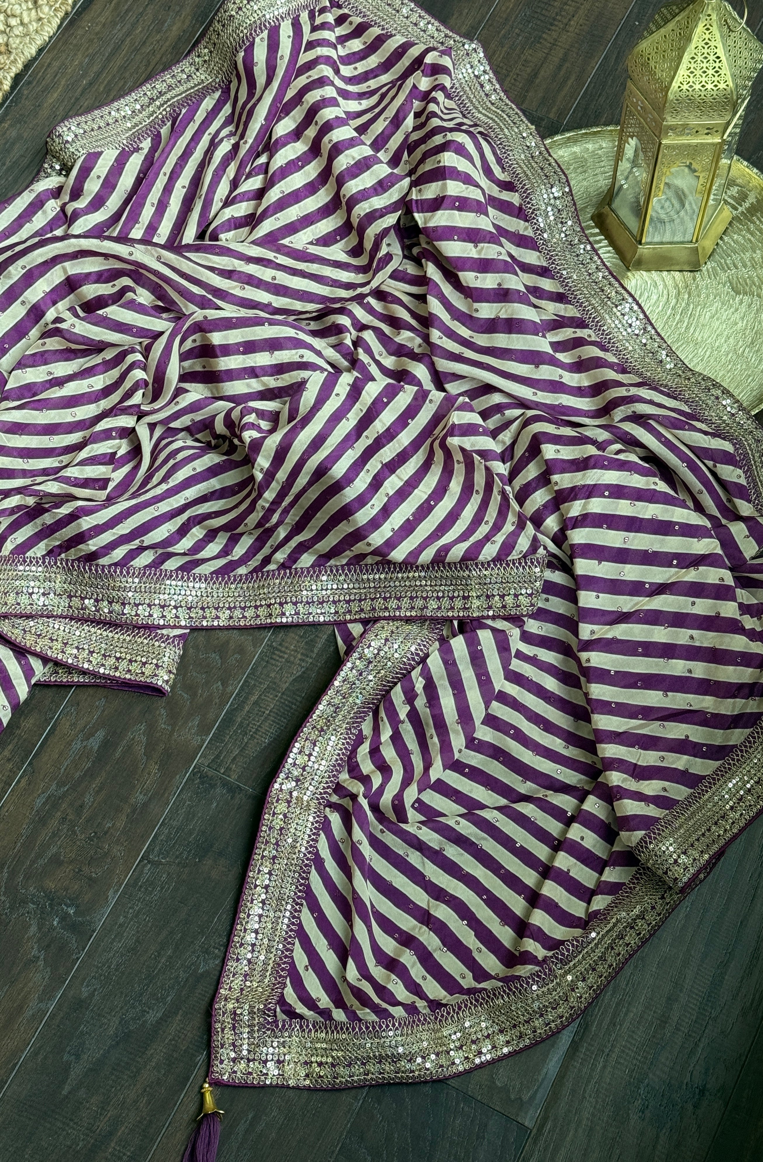 Designer Georgette- Purple Leheriya