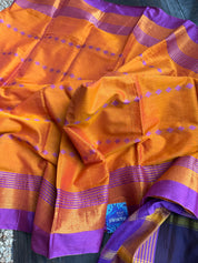 South Cotton Silk - Orange Purple Handwoven