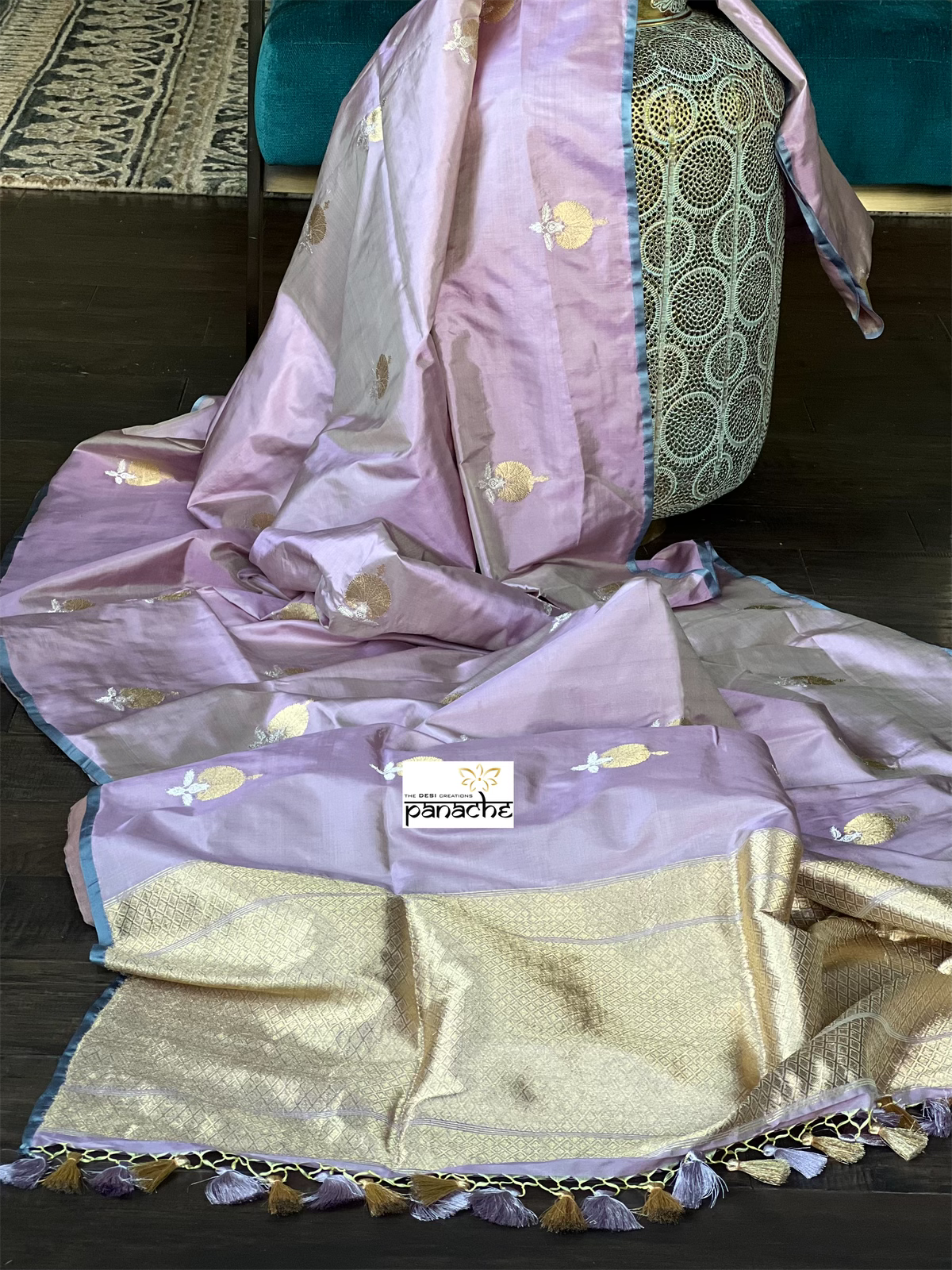Pure Katan Silk Banarasi - Pastel Mauve Kadwa