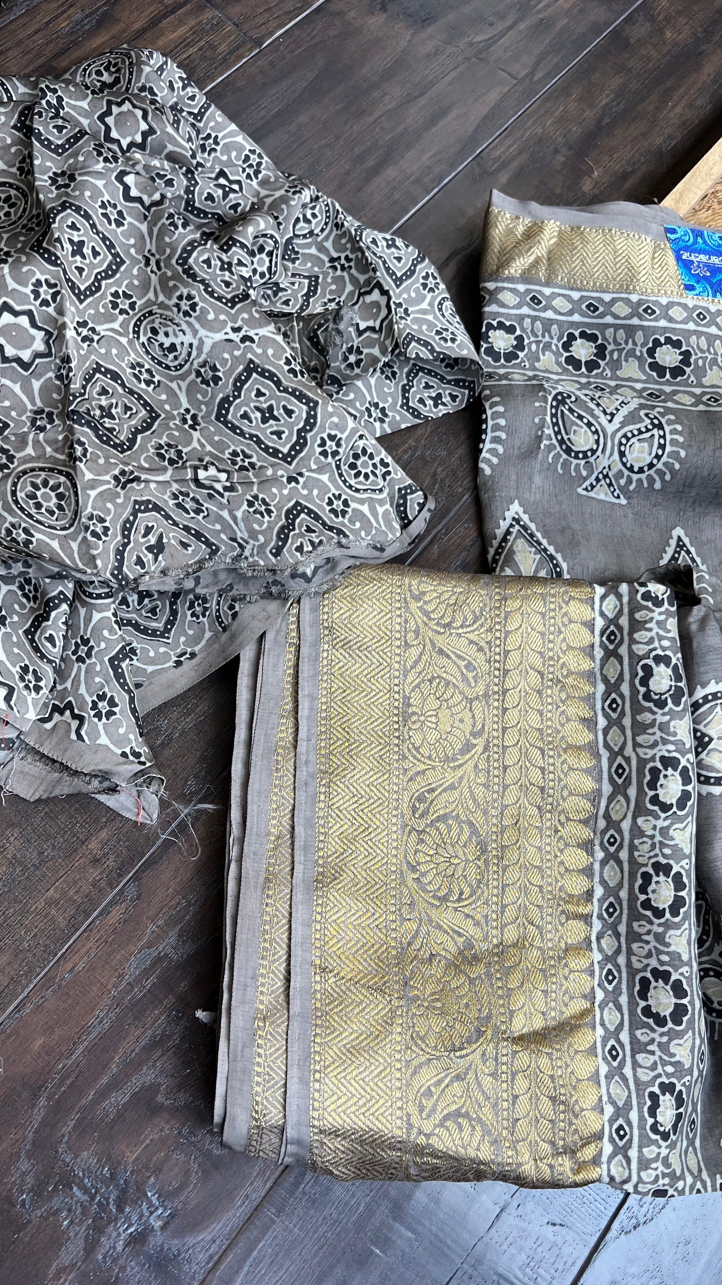 Dola Silk Ajrakh - Grey
