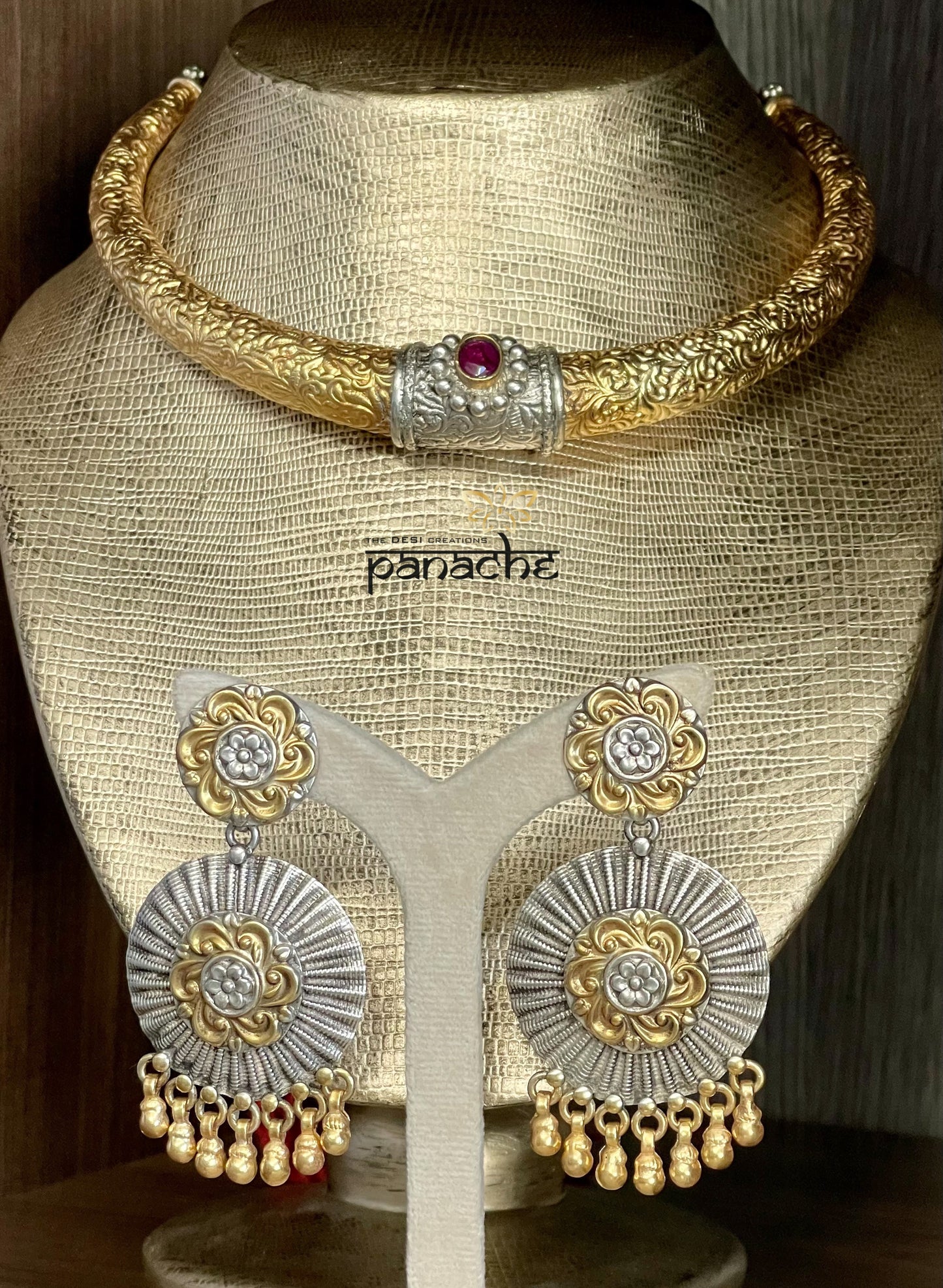 Earring 925 Silver- Dual tone Kaanbala Kanbala