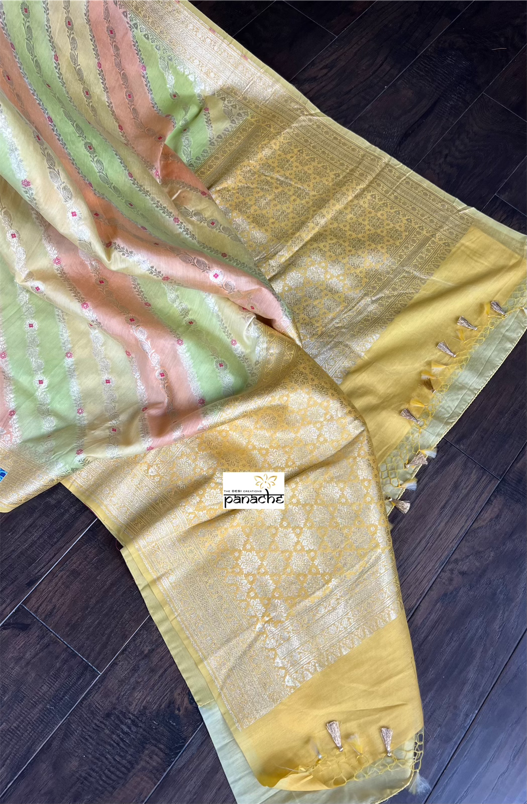 Soft Muga MulMul Banarasi - Yellow Rangkat