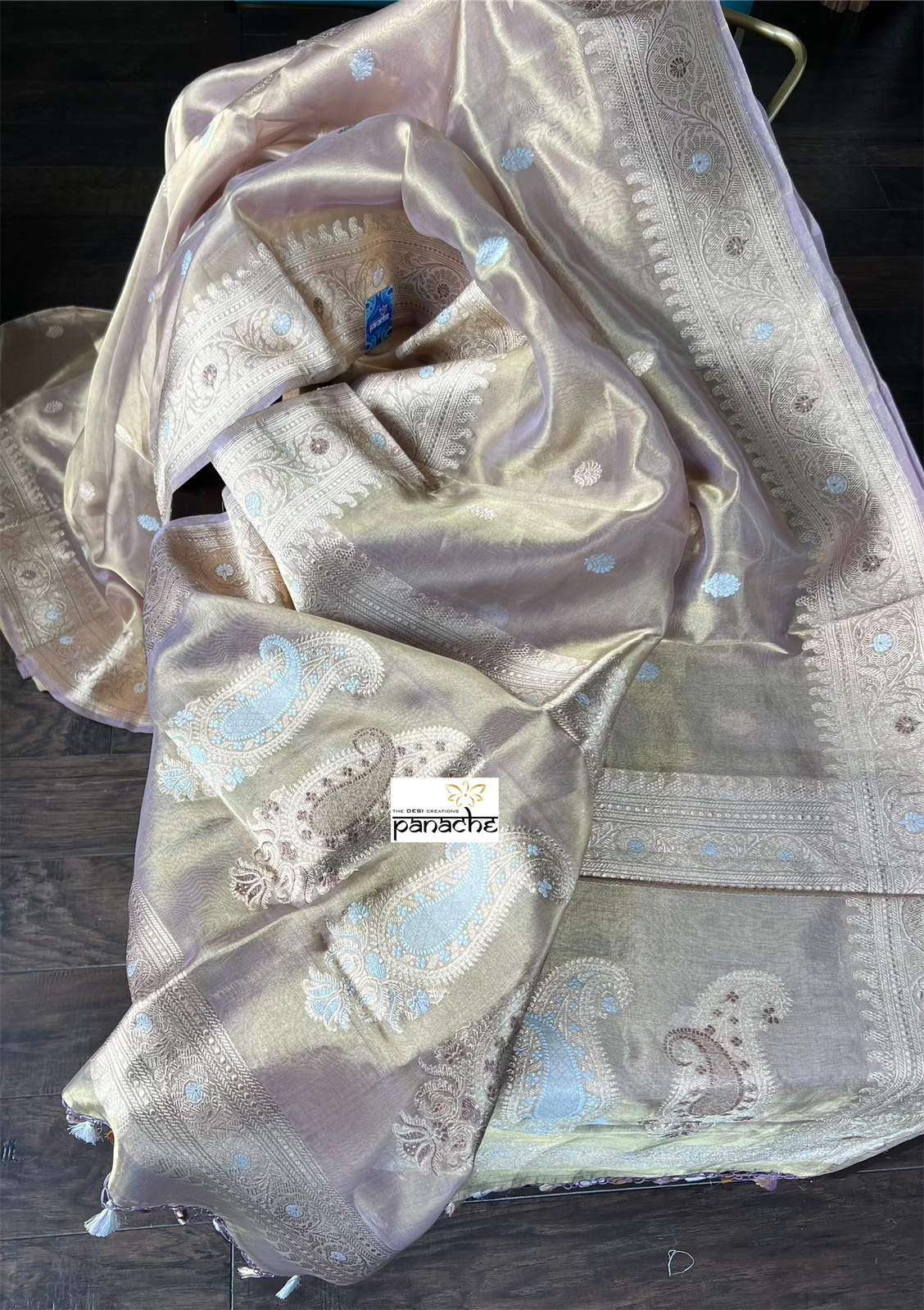 Pure Tissue Silk Banarasi - Light Golden Purple