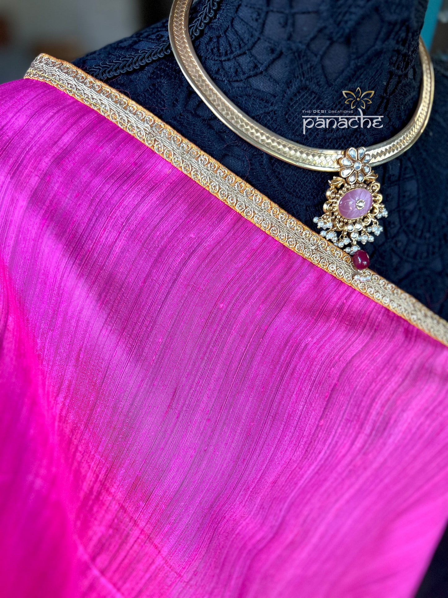 Designer Matka Silk Banarasi - Hot Pink Shaded