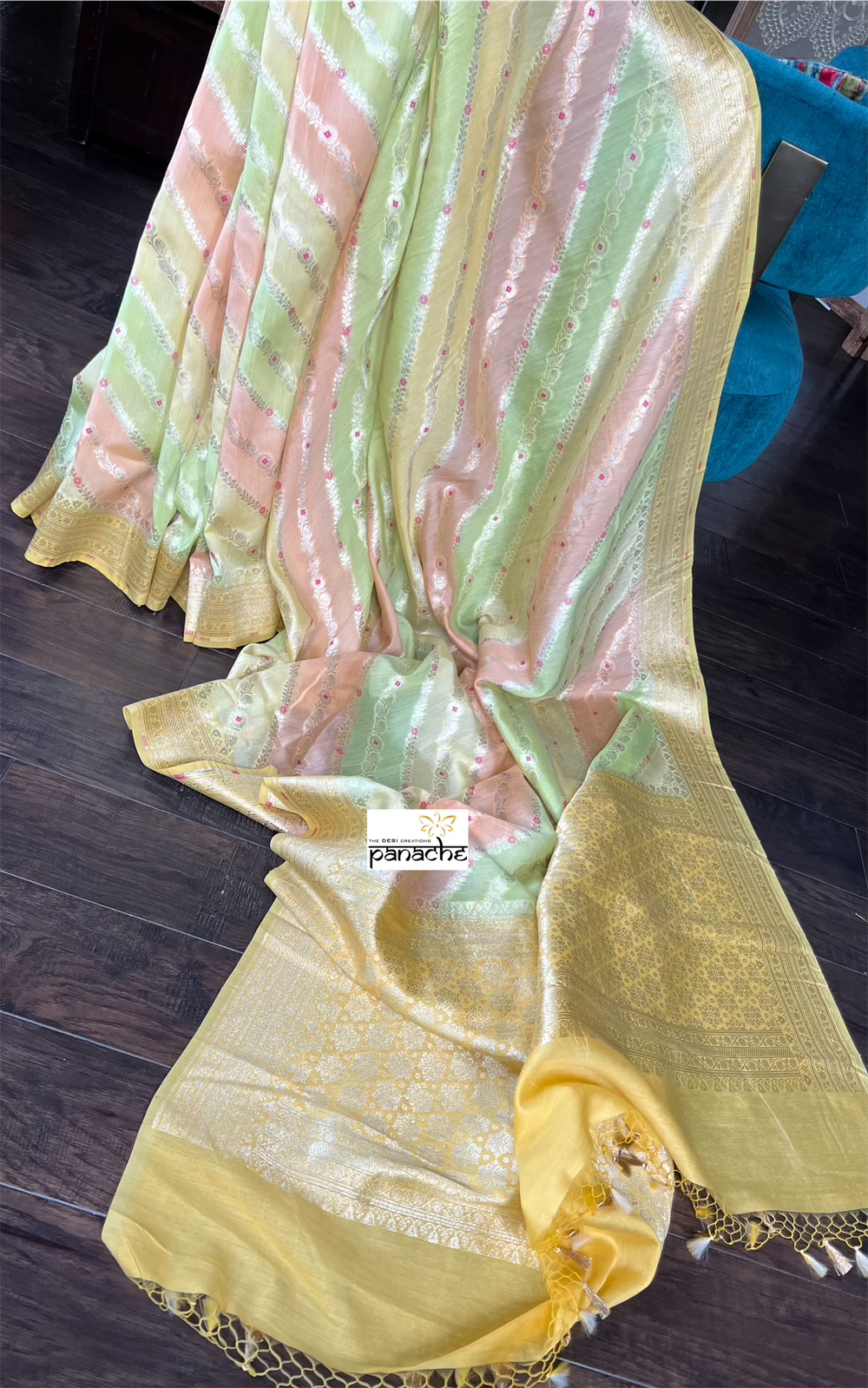 Soft Muga MulMul Banarasi - Yellow Rangkat