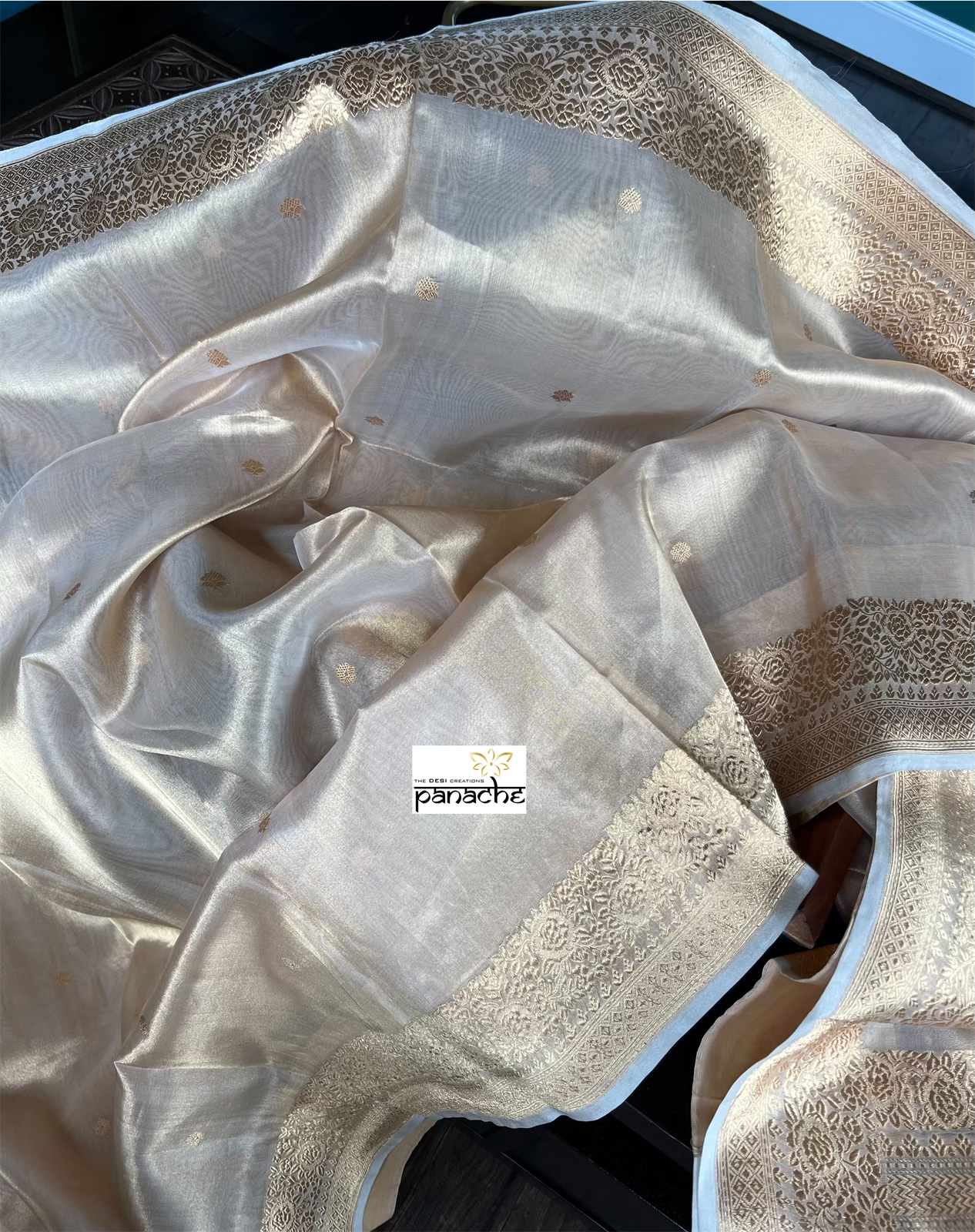 Pure Tissue Silk Banarasi - Beige Gold