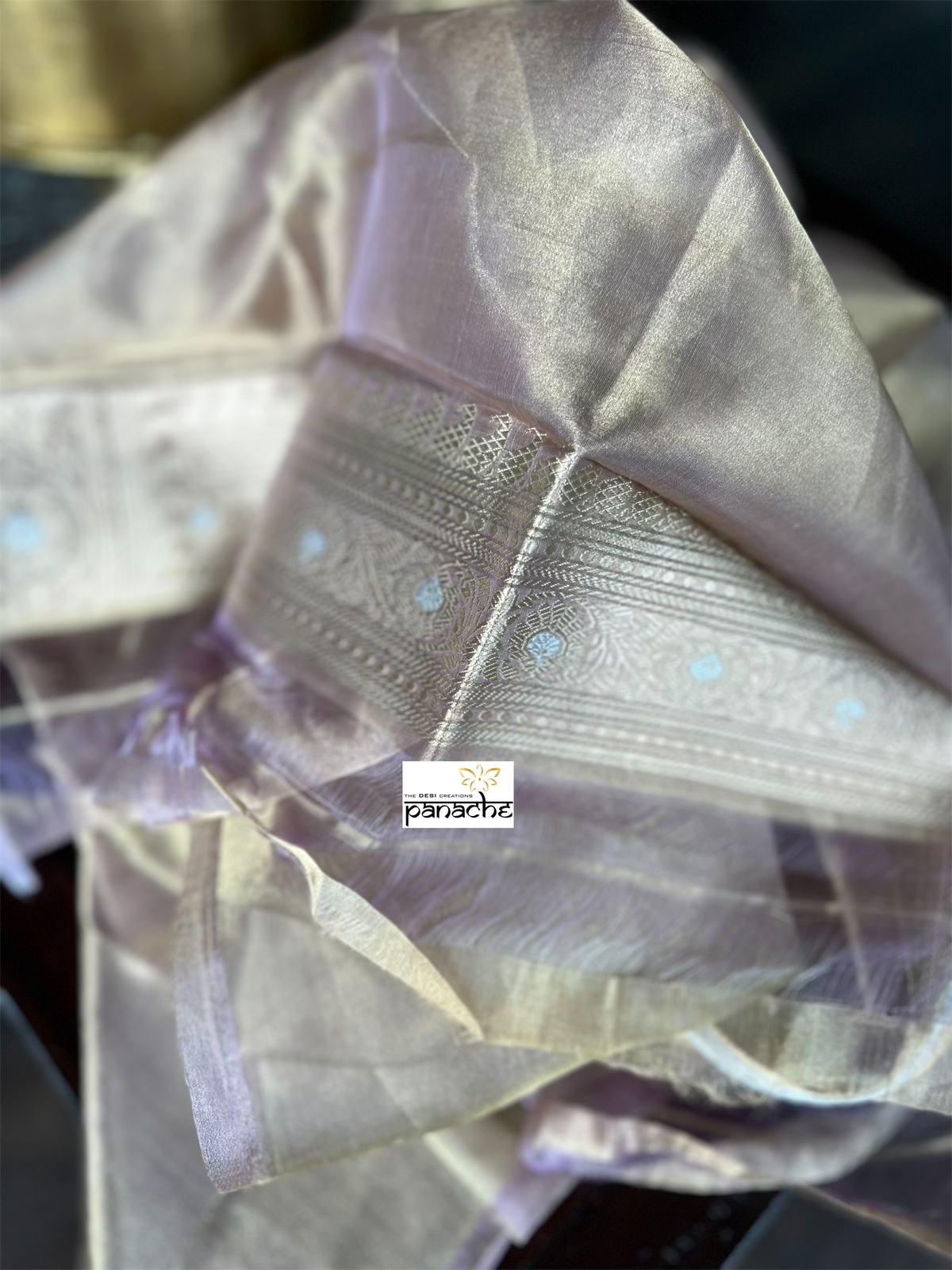Pure Tissue Silk Banarasi - Light Golden Purple