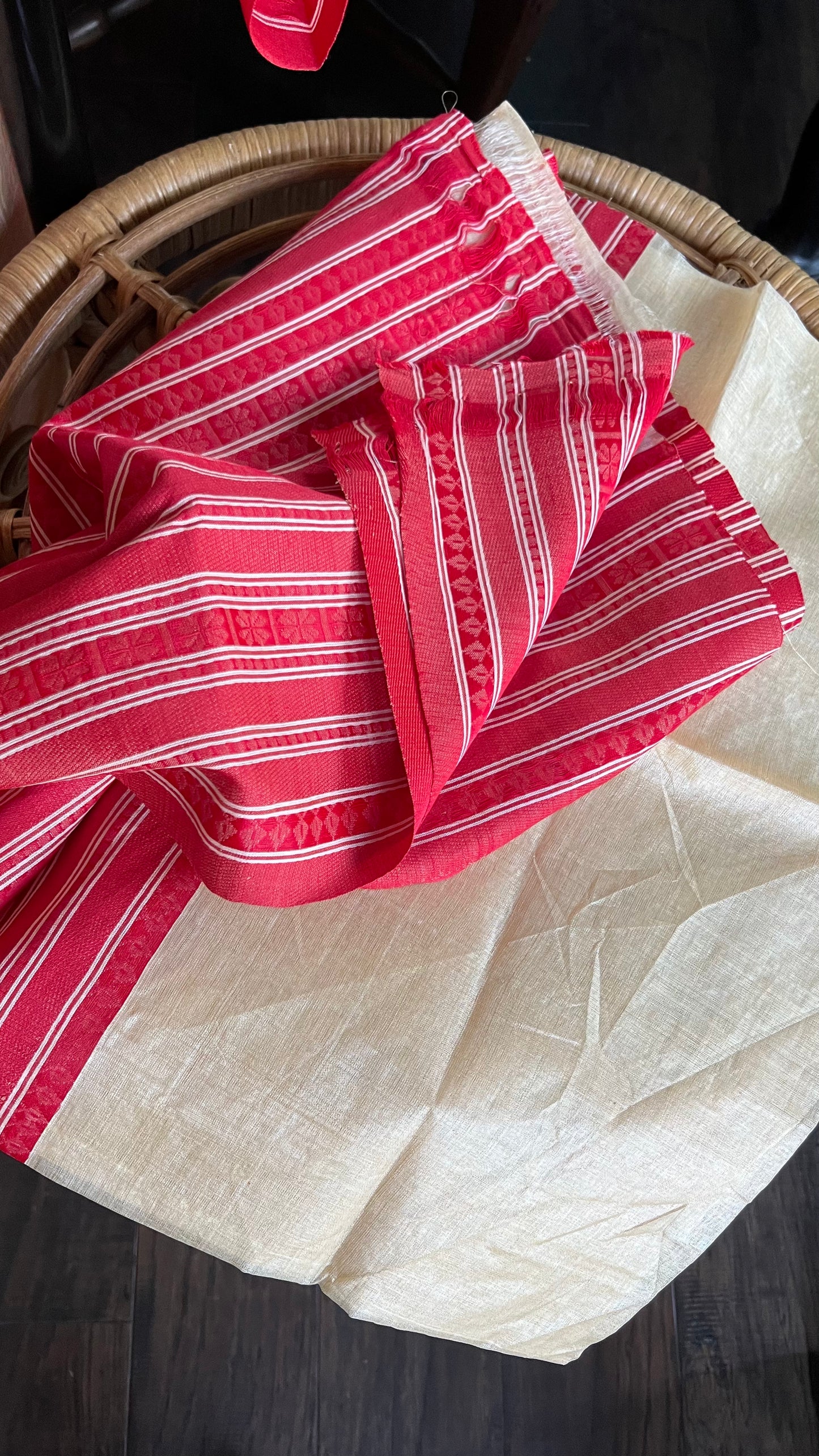 Pure Gachi Tussar Silk - Cream Red