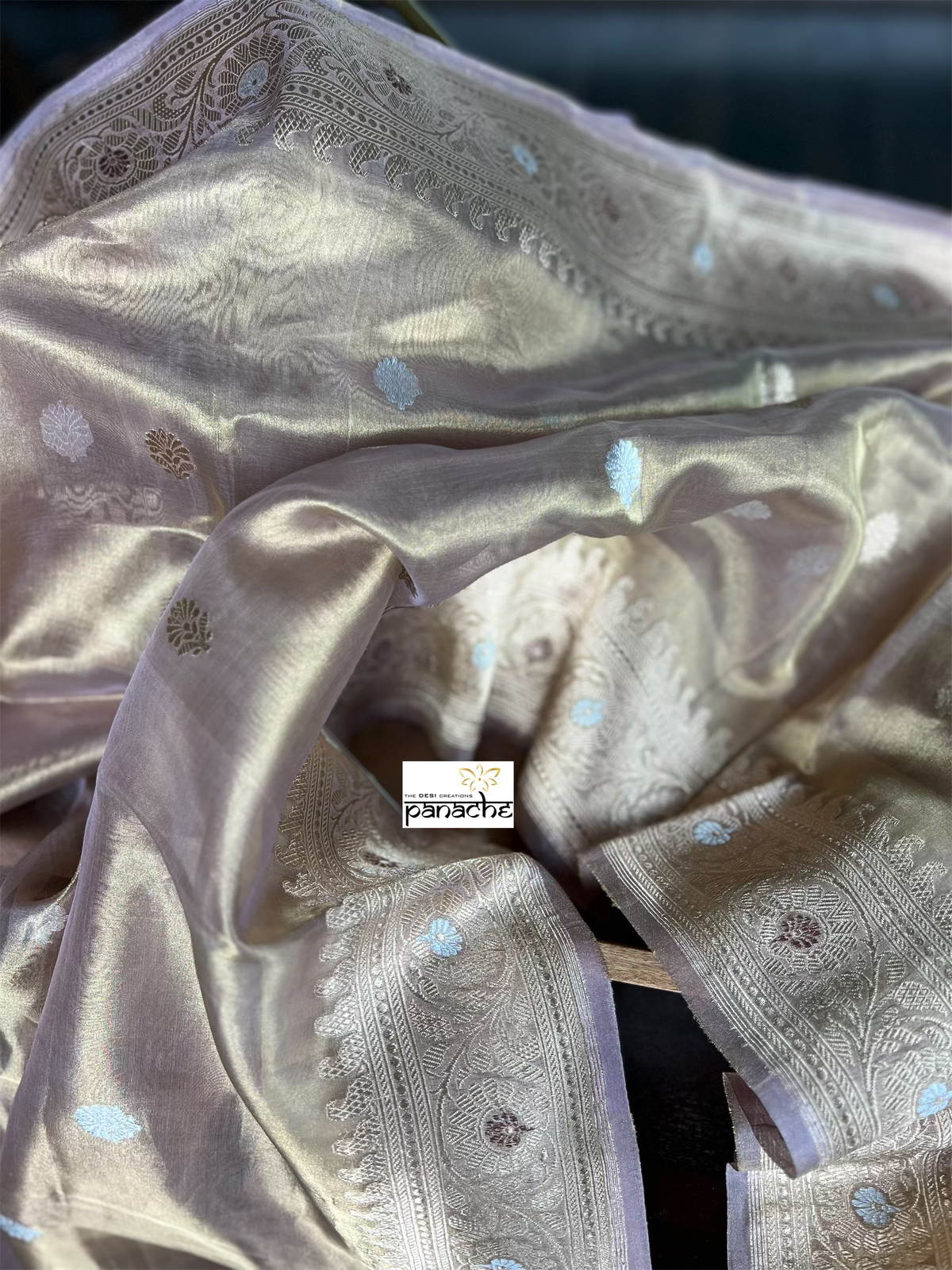 Pure Tissue Silk Banarasi - Light Golden Purple