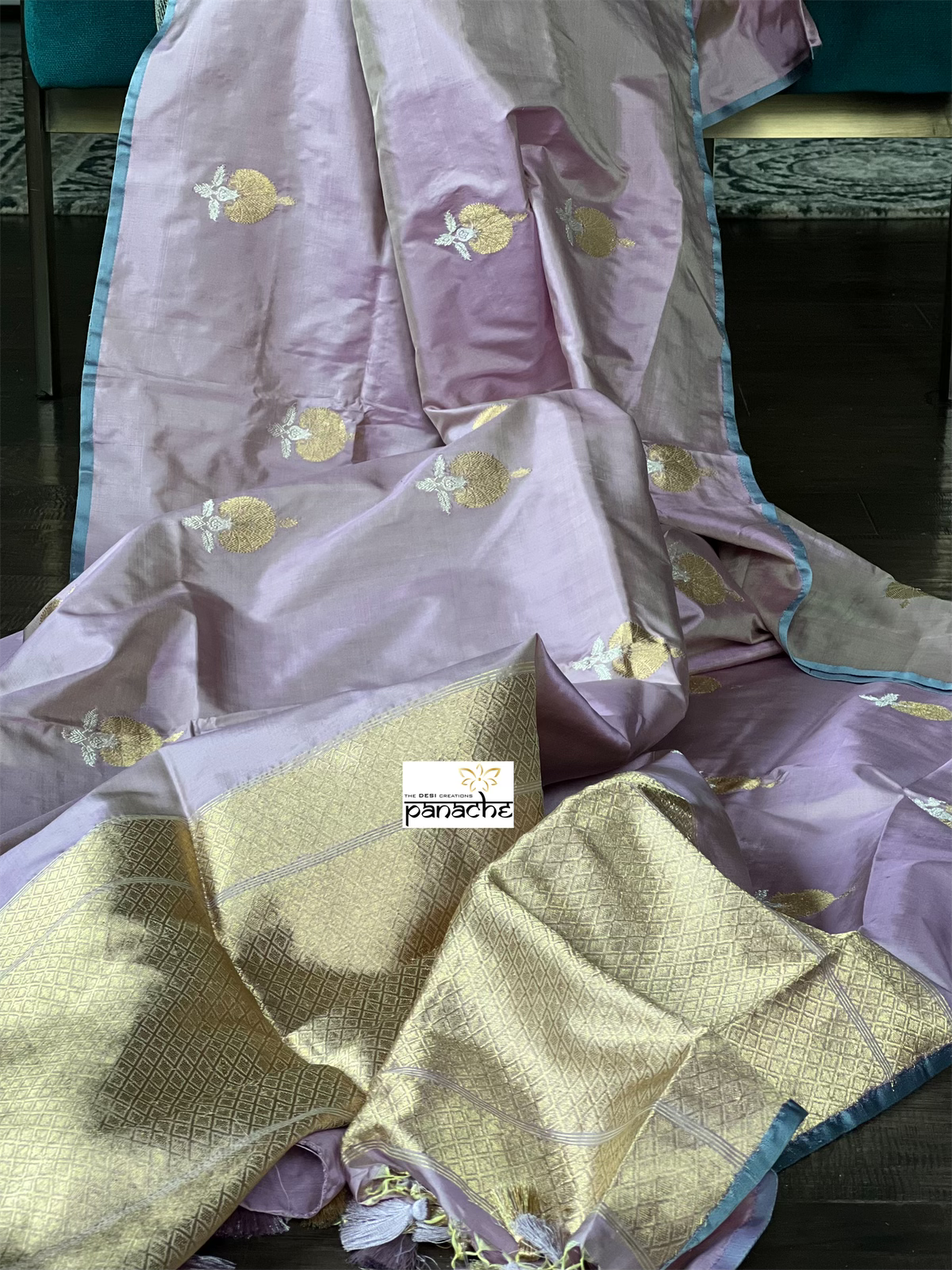 Pure Katan Silk Banarasi - Pastel Mauve Kadwa