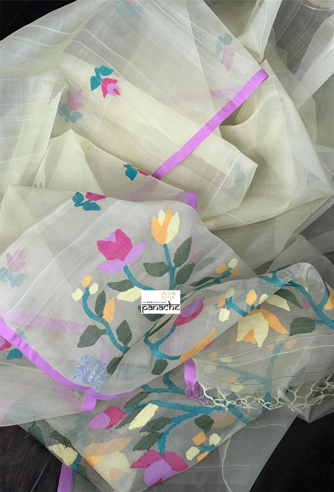 Muslin Tantuj Jamdaani- Light Butter Yellow