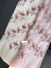 Embroidered Linen Silk- Blush Pink