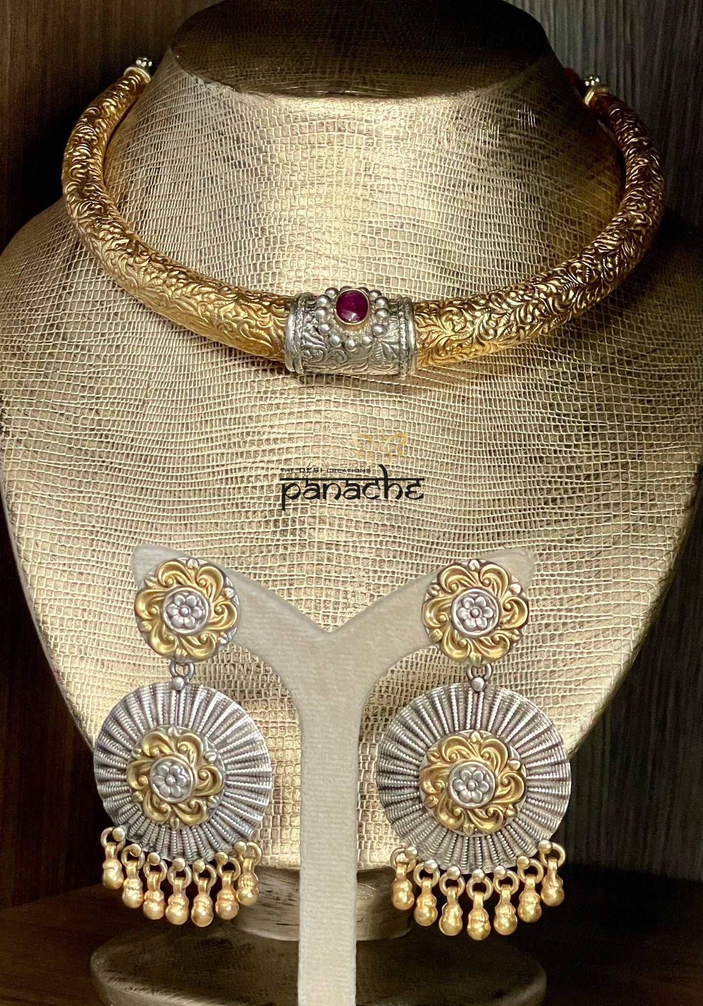 Earring 925 Silver- Dual tone Kaanbala Kanbala
