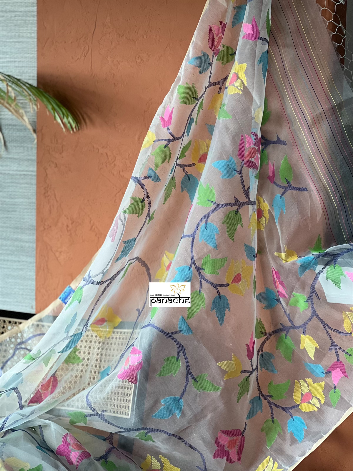 Muslin Tantuj Jamdaani- Off-White Jangla