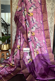 Pure Tussar Silk - Pink Purple Digital Printed