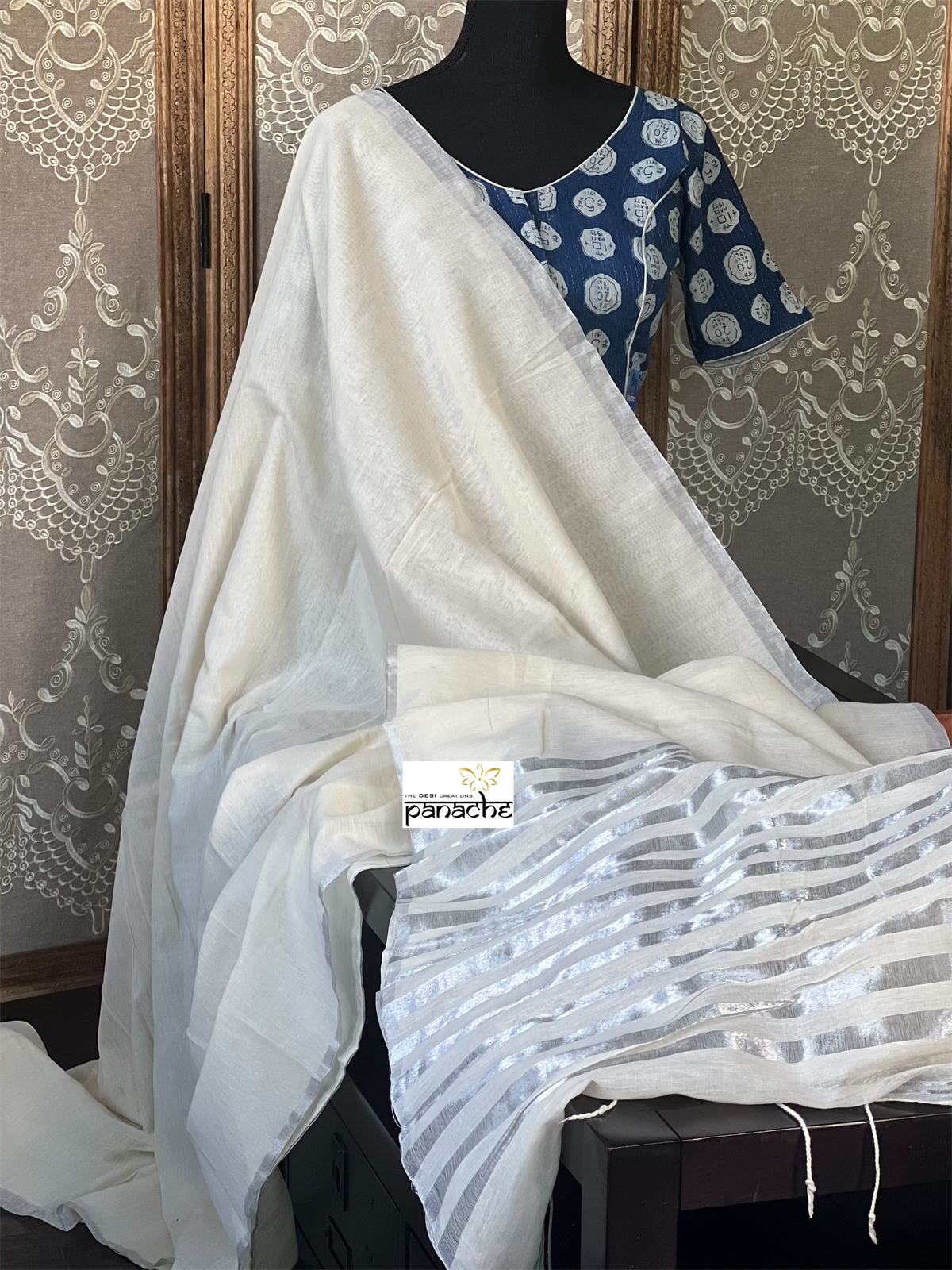 Designer Blouse - Indigo Blue coin