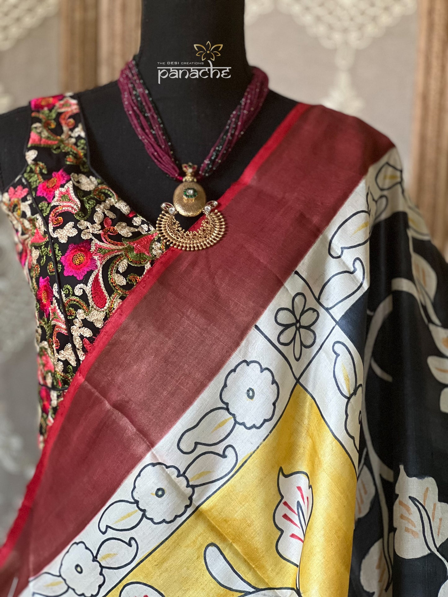 Silver 92.5 Beaded Necklace - Gold Kundan