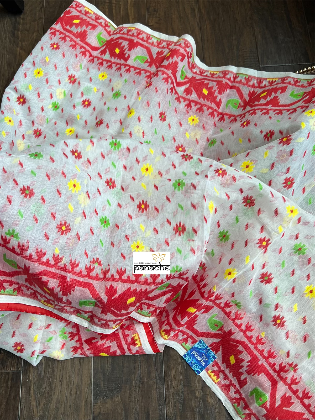 Soft Cotton Jamdaani - Off-White Red