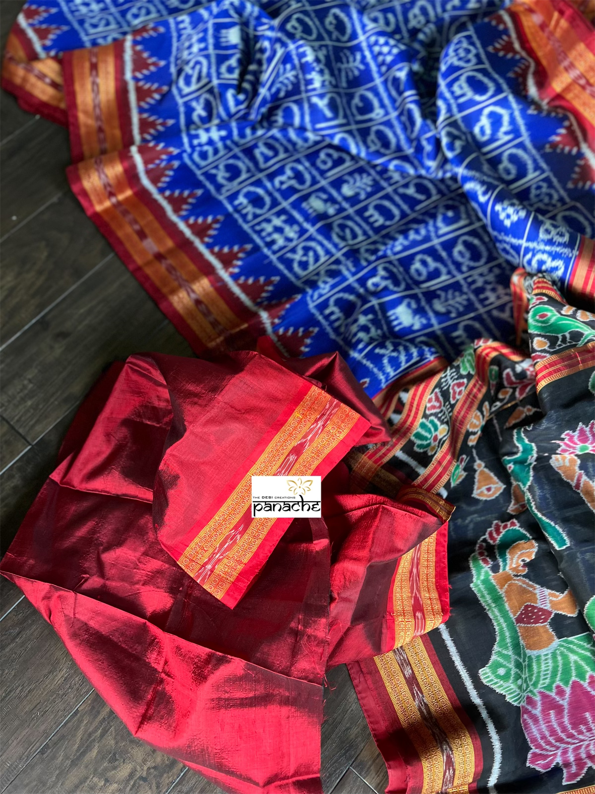 Pure Silk Sambalpuri Double ikat - Royal Blue Maroon