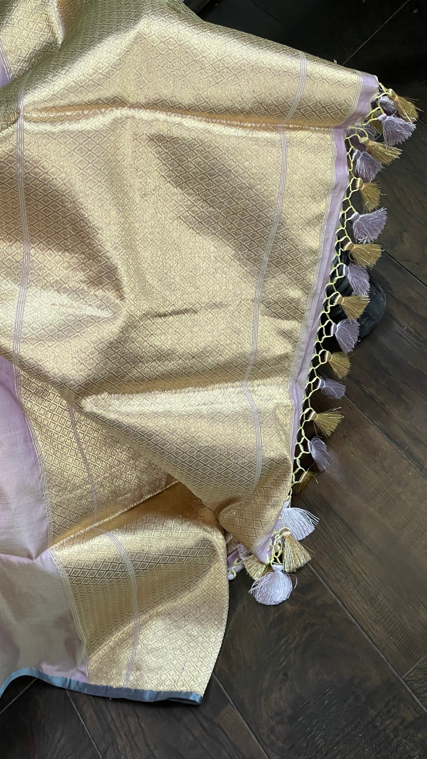 Pure Katan Silk Banarasi - Pastel Mauve Kadwa