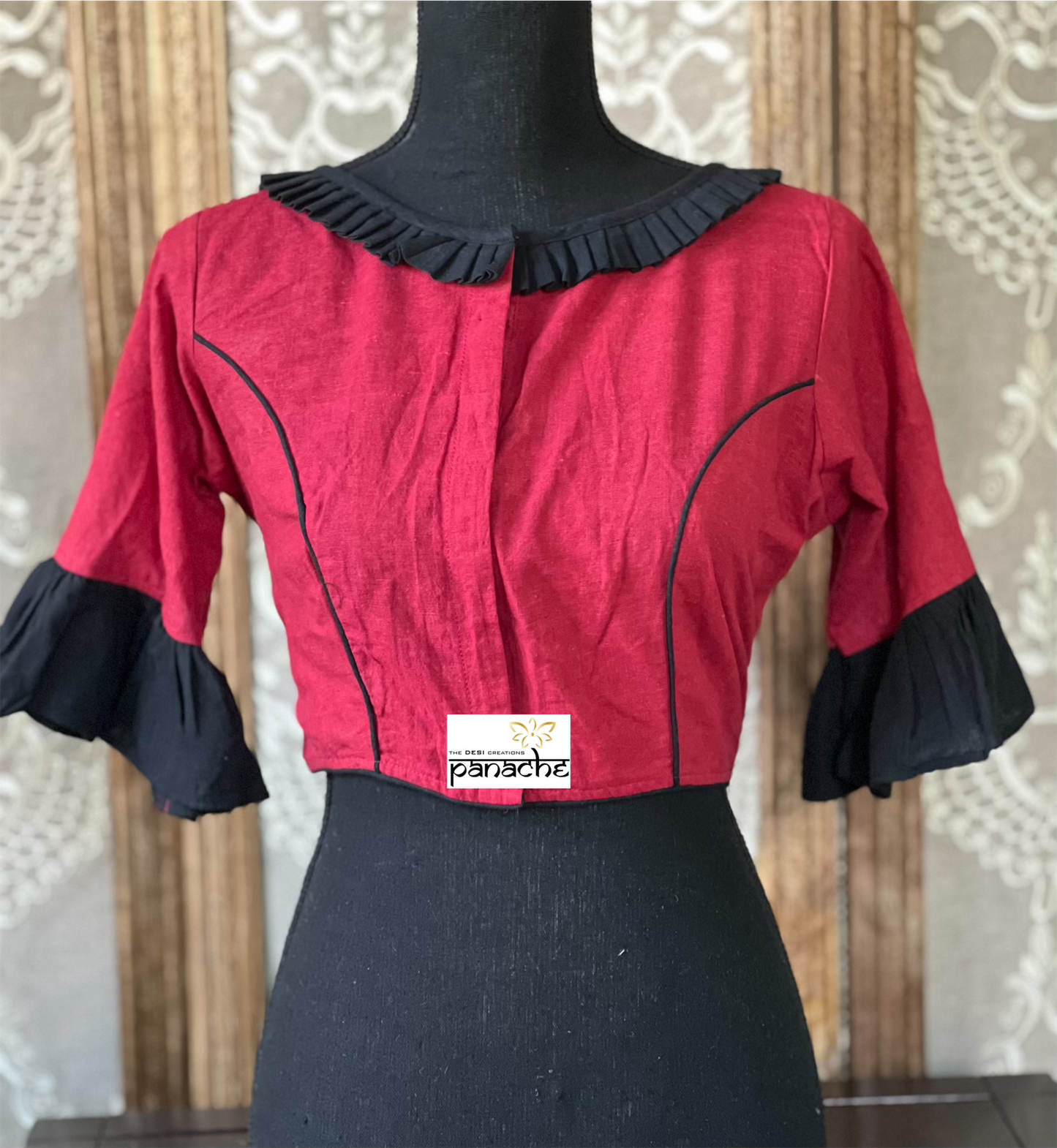 Designer Blouse - Maroon Red Black