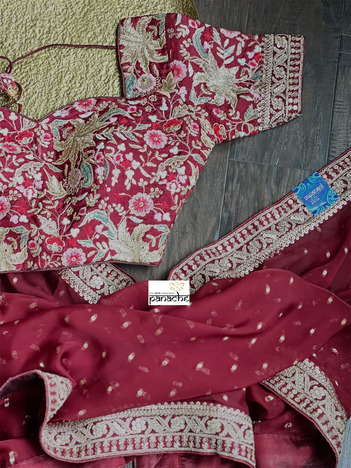 Designer Saree Blouse Pair - Maroon Wine